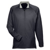 UltraClub Men's Black/Grey Cool & Dry Sport Quarter-Zip Pullover with Side Panels