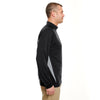 UltraClub Men's Black/Grey Cool & Dry Sport Quarter-Zip Pullover with Side Panels