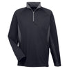 UltraClub Men's Black/Flint Cool & Dry Colorblock Dimple Mesh Quarter-Zip Pullover