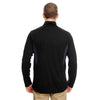 UltraClub Men's Black/Flint Cool & Dry Colorblock Dimple Mesh Quarter-Zip Pullover