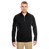 UltraClub Men's Black/Flint Cool & Dry Colorblock Dimple Mesh Quarter-Zip Pullover