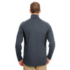 UltraClub Men's Flint/Black Cool & Dry Colorblock Dimple Mesh Quarter-Zip Pullover