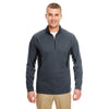 UltraClub Men's Flint/Black Cool & Dry Colorblock Dimple Mesh Quarter-Zip Pullover