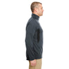 UltraClub Men's Flint/Black Cool & Dry Colorblock Dimple Mesh Quarter-Zip Pullover