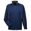 UltraClub Men's Navy/Flint Cool & Dry Colorblock Dimple Mesh Quarter-Zip Pullover