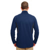 UltraClub Men's Navy/Flint Cool & Dry Colorblock Dimple Mesh Quarter-Zip Pullover