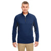 UltraClub Men's Navy/Flint Cool & Dry Colorblock Dimple Mesh Quarter-Zip Pullover