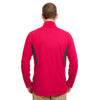 UltraClub Men's Red/Flint Cool & Dry Colorblock Dimple Mesh Quarter-Zip Pullover