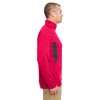 UltraClub Men's Red/Flint Cool & Dry Colorblock Dimple Mesh Quarter-Zip Pullover