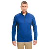 UltraClub Men's Surf/Flint Cool & Dry Colorblock Dimple Mesh Quarter-Zip Pullover