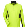 UltraClub Men's Yellow/Flint Cool & Dry Colorblock Dimple Mesh Quarter-Zip Pullover