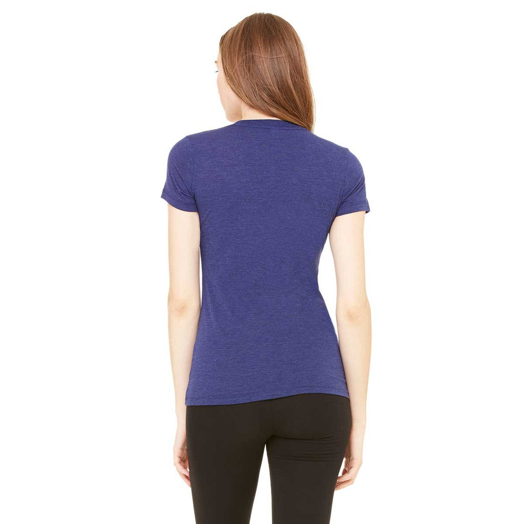 Bella + Canvas Women's Navy Triblend Short-Sleeve Deep V-Neck T-Shirt