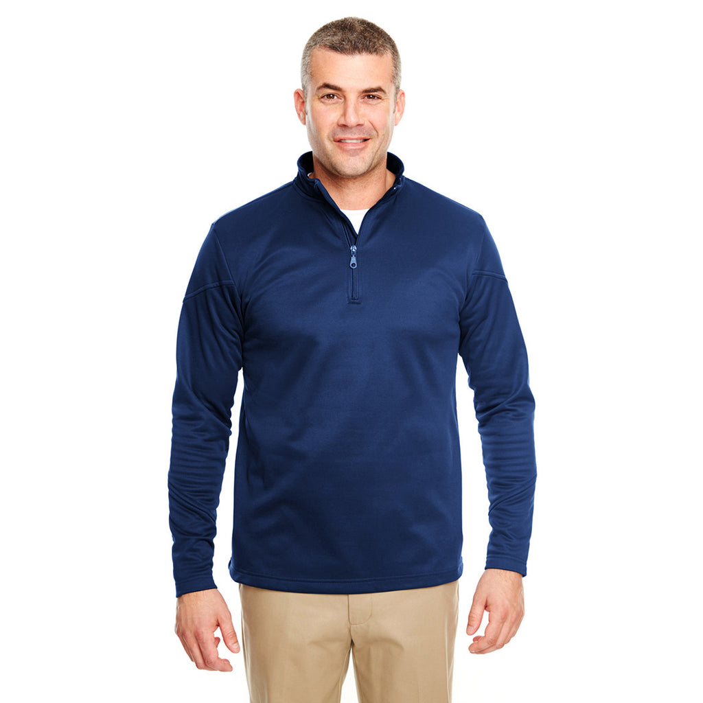 UltraClub Men's Navy Cool & Dry Sport Quarter-Zip Pullover Fleece