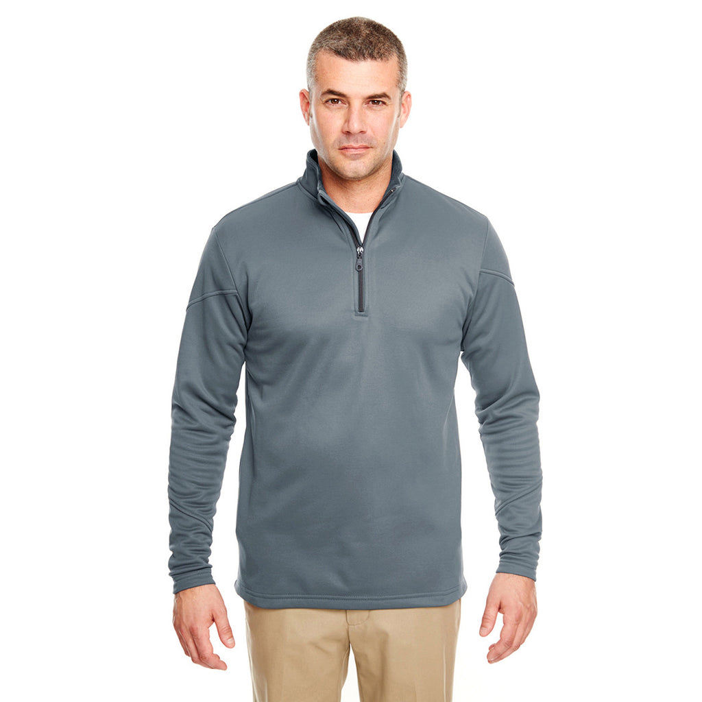 UltraClub Men's Smoke Cool & Dry Sport Quarter-Zip Pullover Fleece