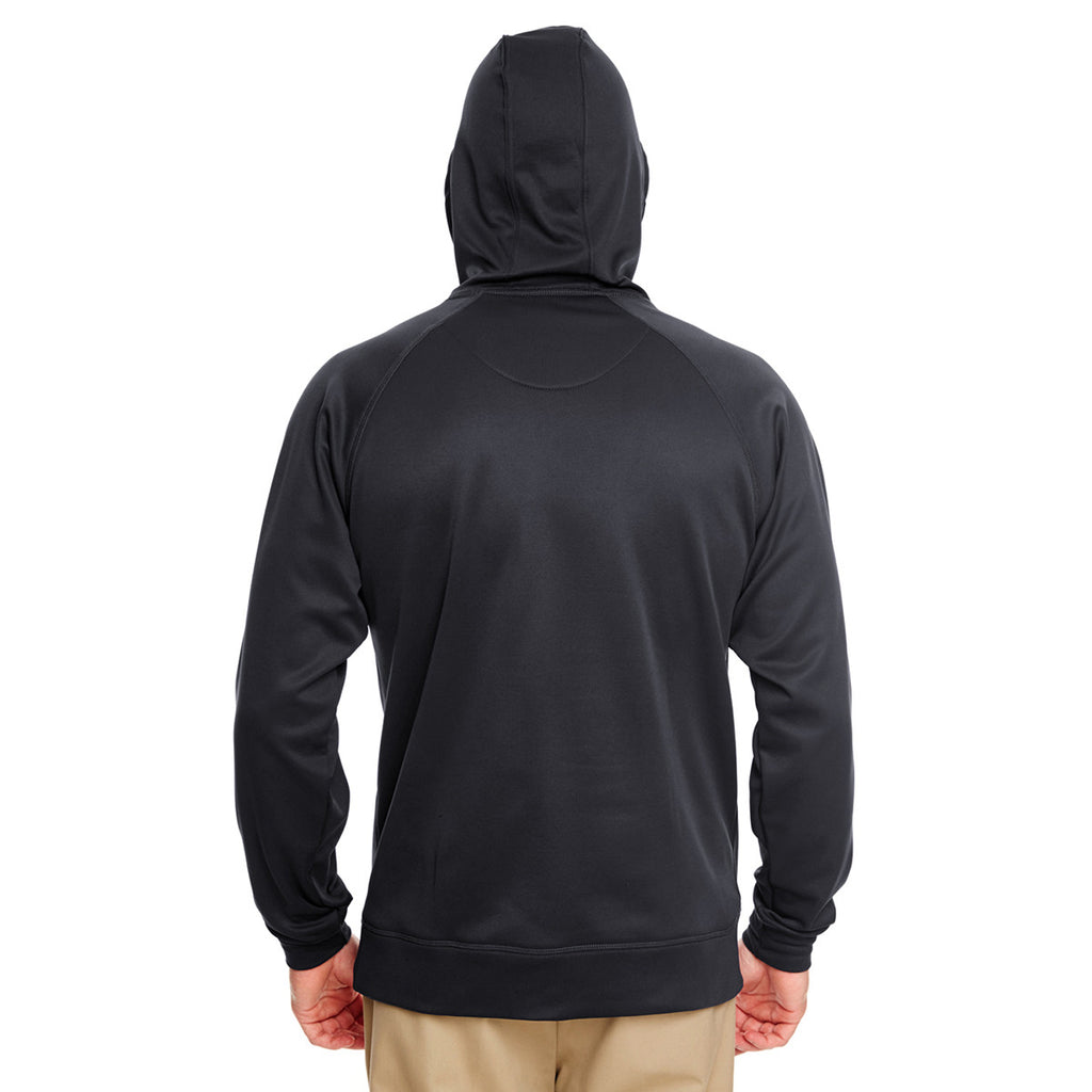 UltraClub Men's Black/Steel Grey Cool & Dry Sport Hooded Fleece