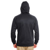 UltraClub Men's Black/Steel Grey Cool & Dry Sport Hooded Fleece