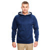 UltraClub Men's Navy/Steel Cool & Dry Sport Hooded Fleece