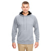 UltraClub Men's Steel/Black Cool & Dry Sport Hooded Fleece