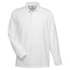 UltraClub Men's White Cool & Dry Long-Sleeve Stain-Release Performance Polo