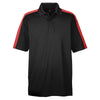 UltraClub Men's Black/Red Cool & Dry Stain-Release Two-Tone Performance Polo