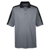 UltraClub Men's Charcoal/Black Cool & Dry Stain-Release Two-Tone Performance Polo