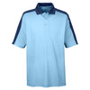 UltraClub Men's Columbia Blue/Navy Cool & Dry Stain-Release Two-Tone Performance Polo