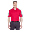 UltraClub Men's Red/Silver Cool & Dry Stain-Release Two-Tone Performance Polo