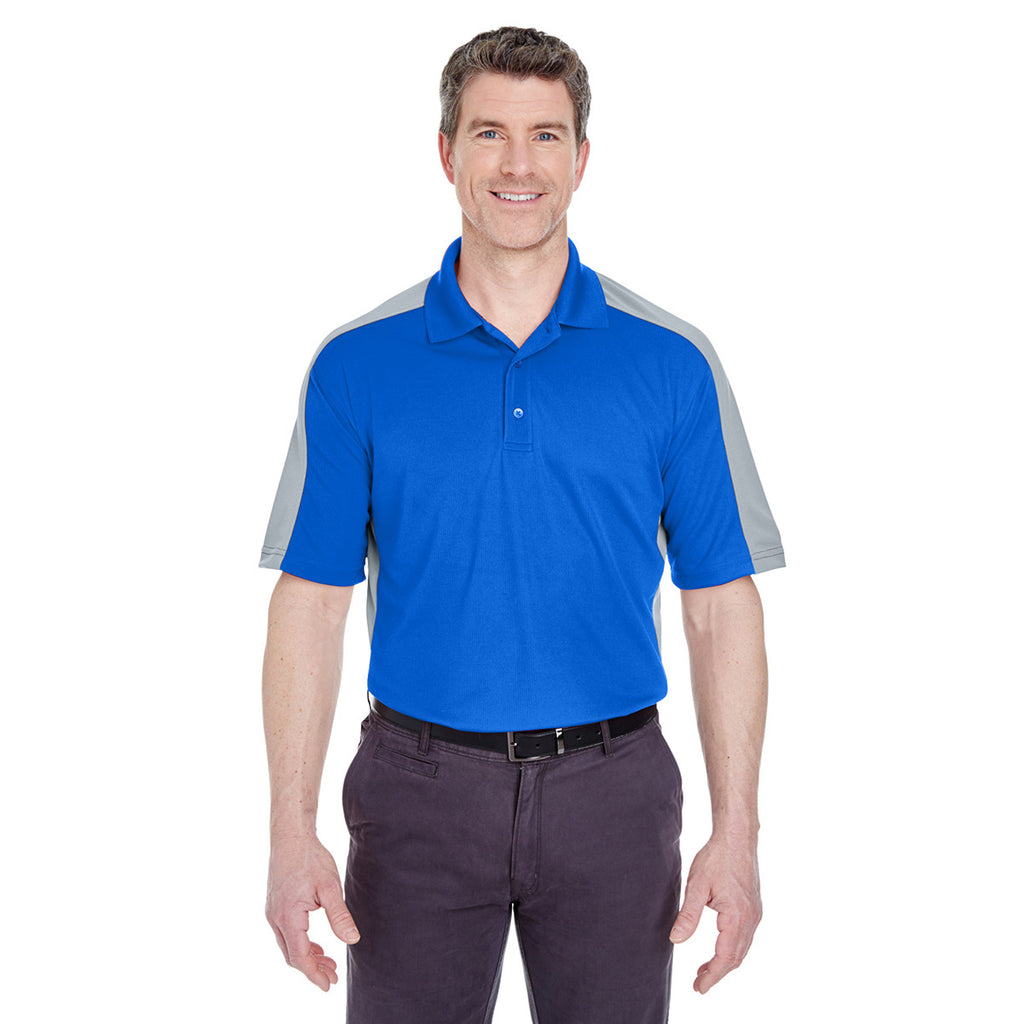 UltraClub Men's Royal/Silver Cool & Dry Stain-Release Two-Tone Performance Polo