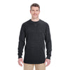 UltraClub Men's Black Mini Thermal Crewneck