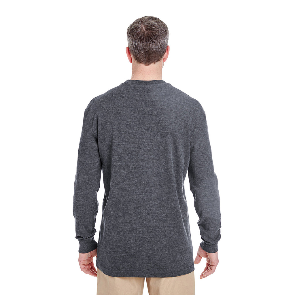 UltraClub Men's Charcoal Mini Thermal Crewneck