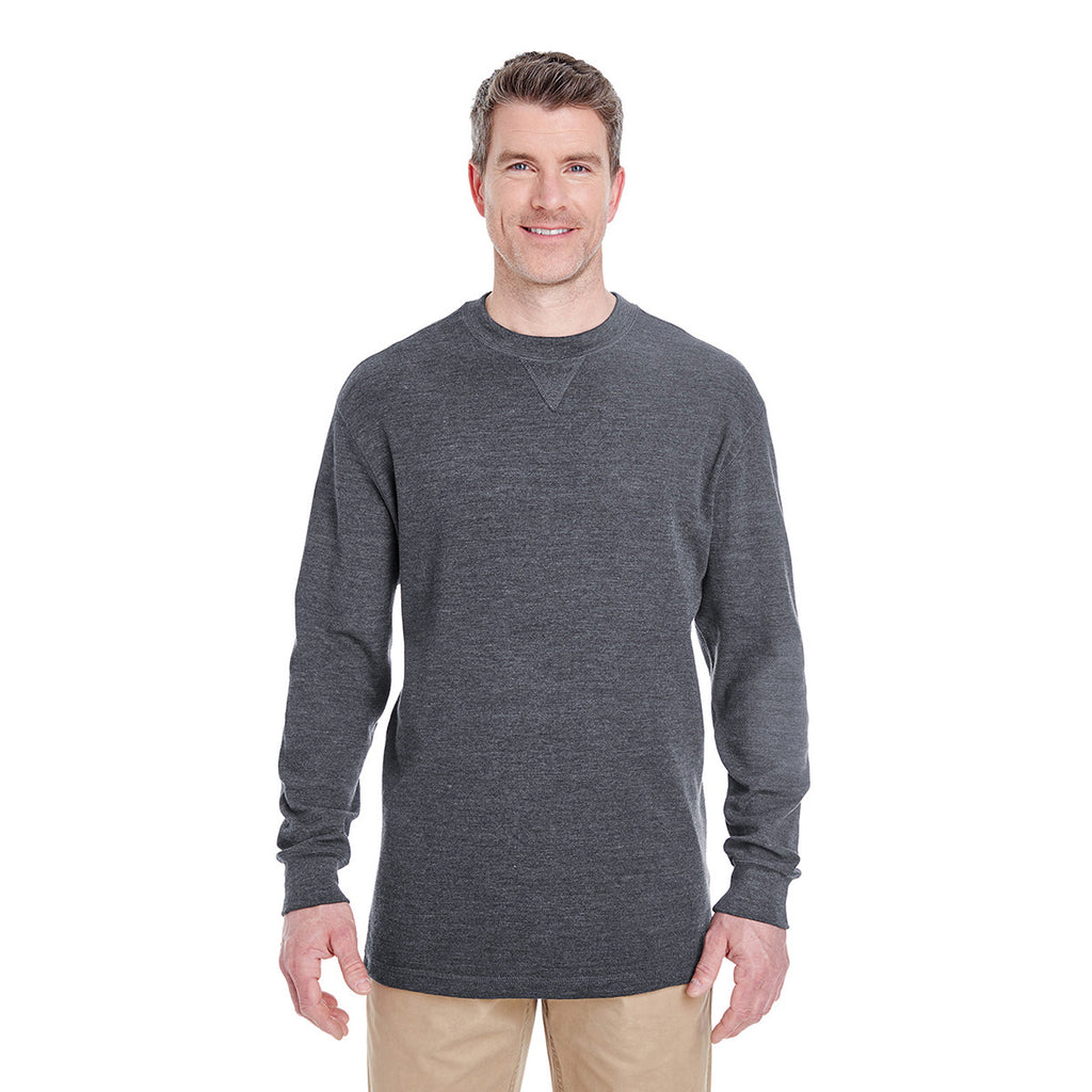 UltraClub Men's Charcoal Mini Thermal Crewneck