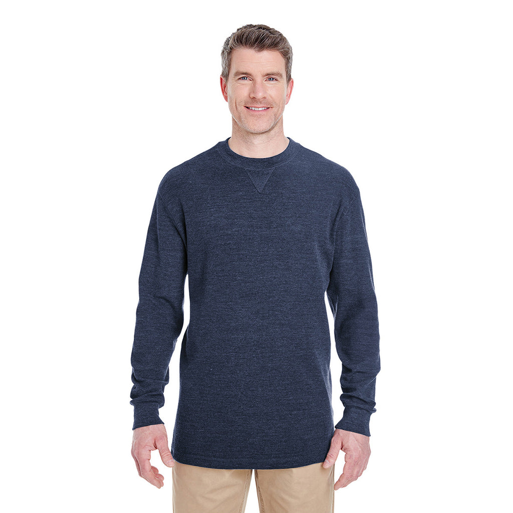 UltraClub Men's Navy Mini Thermal Crewneck