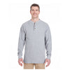 UltraClub Men's Heather Grey Mini Thermal Henley