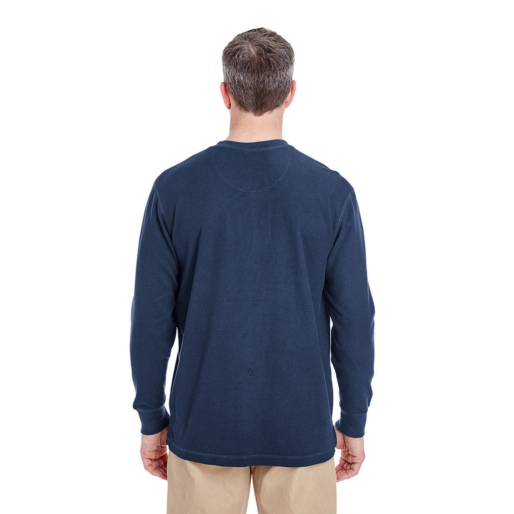 UltraClub Men's Navy Mini Thermal Henley