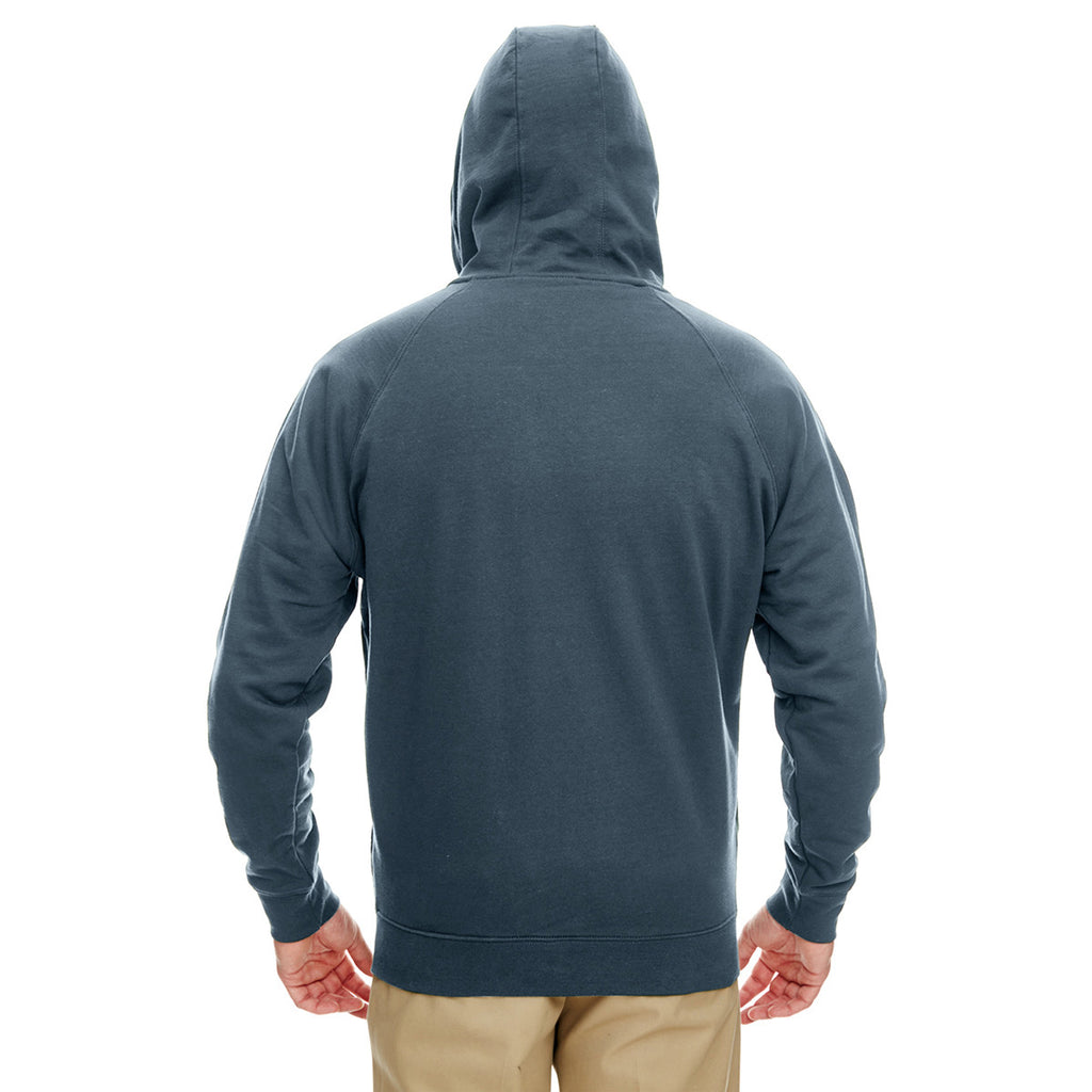 UltraClub Men's Dark Heather Grey Rugged Wear Thermal-Lined Full-Zip Hooded Fleece