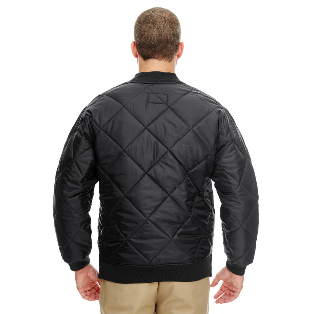 UltraClub Men's Black Puffy Workwear Jacket with Quilted Lining