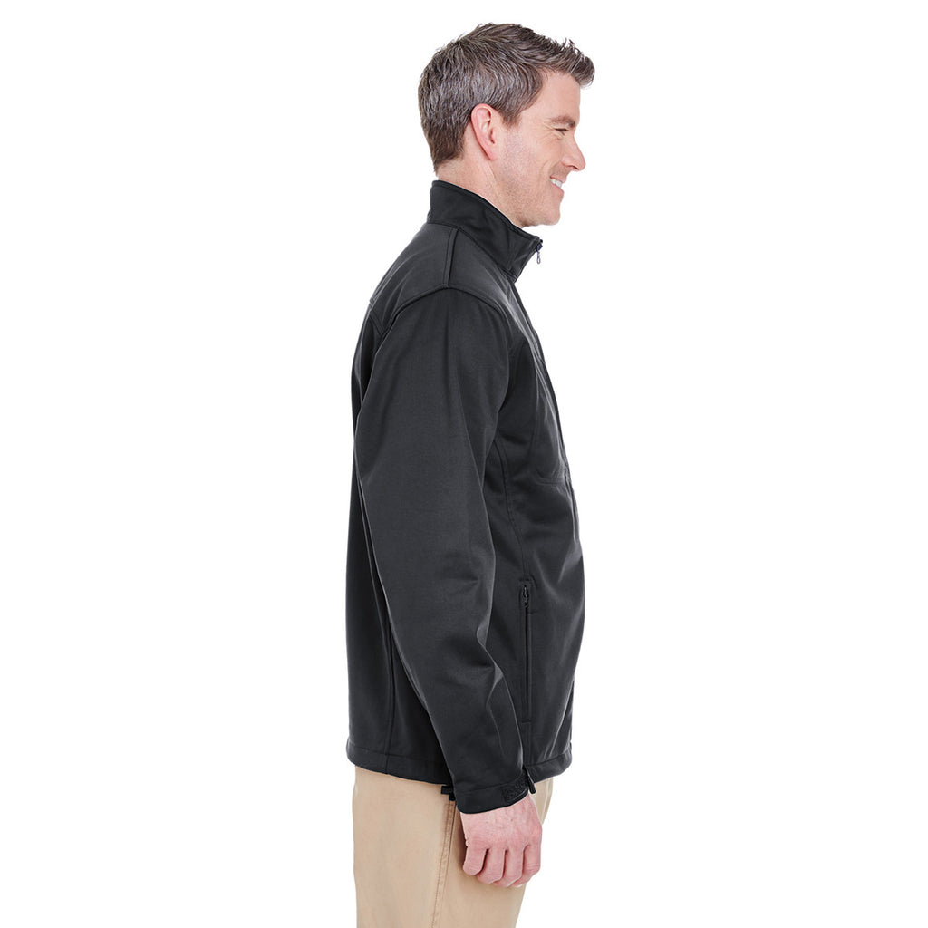 UltraClub Men's Black Solid Soft Shell Jacket