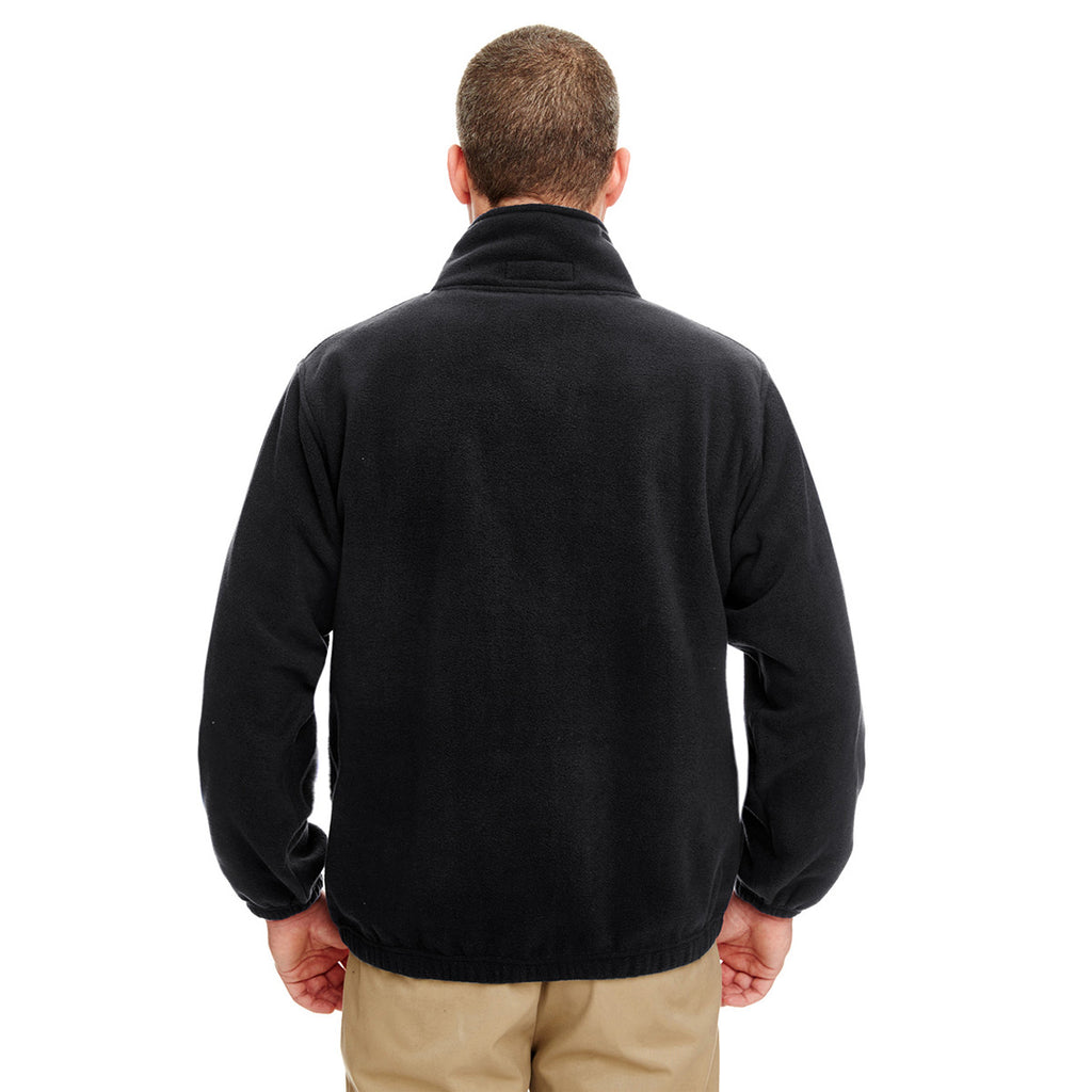 UltraClub Men's Black Iceberg Fleece Quarter-Zip Pullover