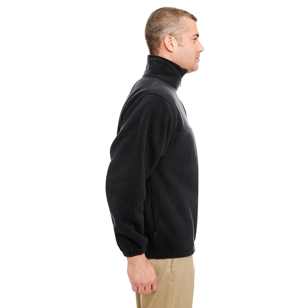 UltraClub Men's Black Iceberg Fleece Quarter-Zip Pullover