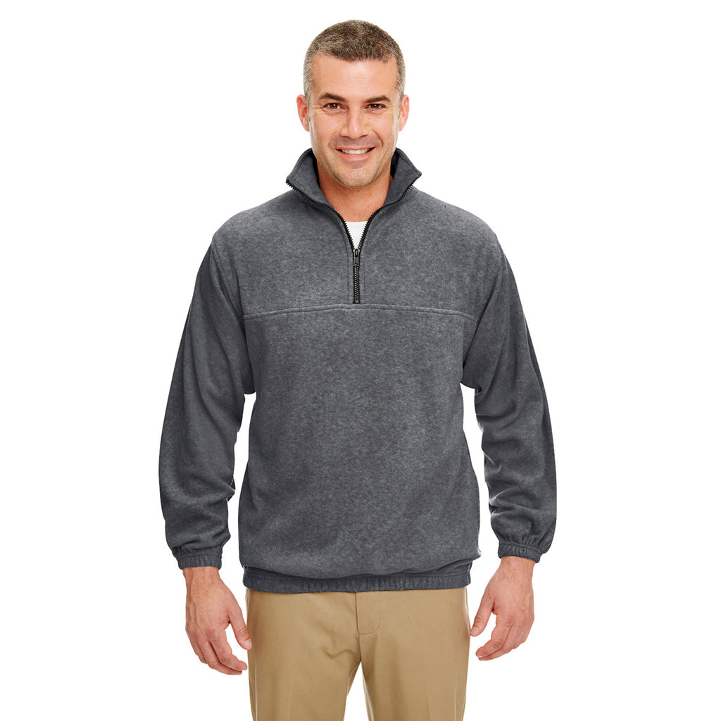 UltraClub Men's Charcoal Iceberg Fleece Quarter-Zip Pullover