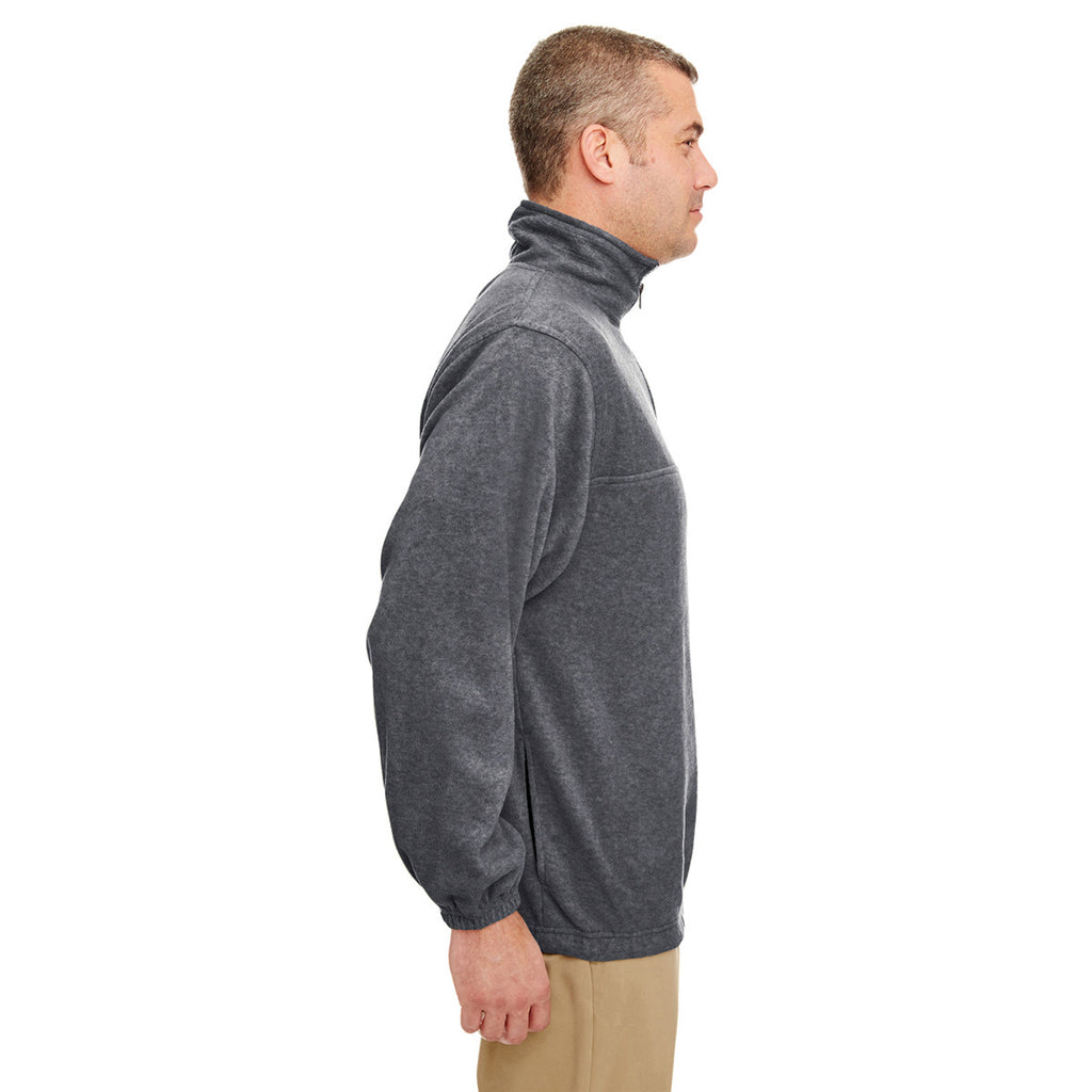 UltraClub Men's Charcoal Iceberg Fleece Quarter-Zip Pullover