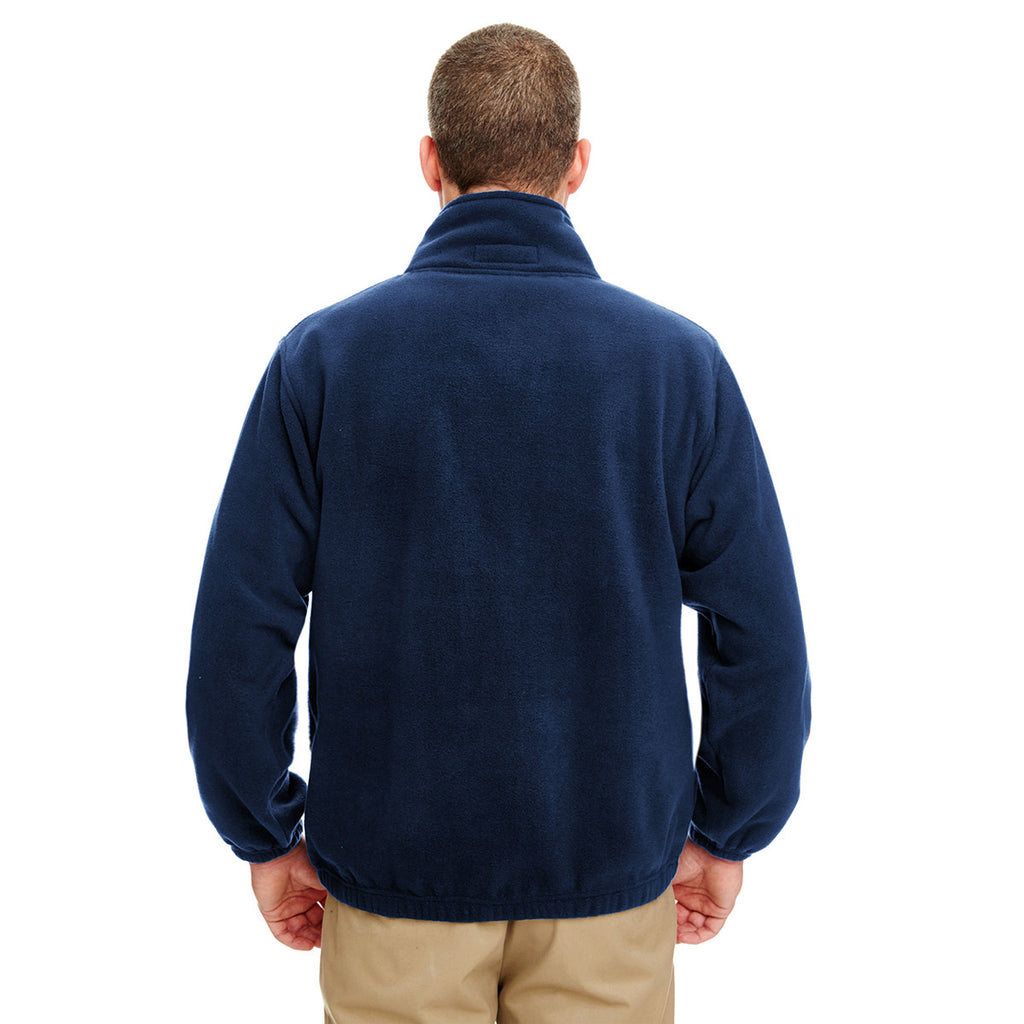 UltraClub Men's Navy Iceberg Fleece Quarter-Zip Pullover