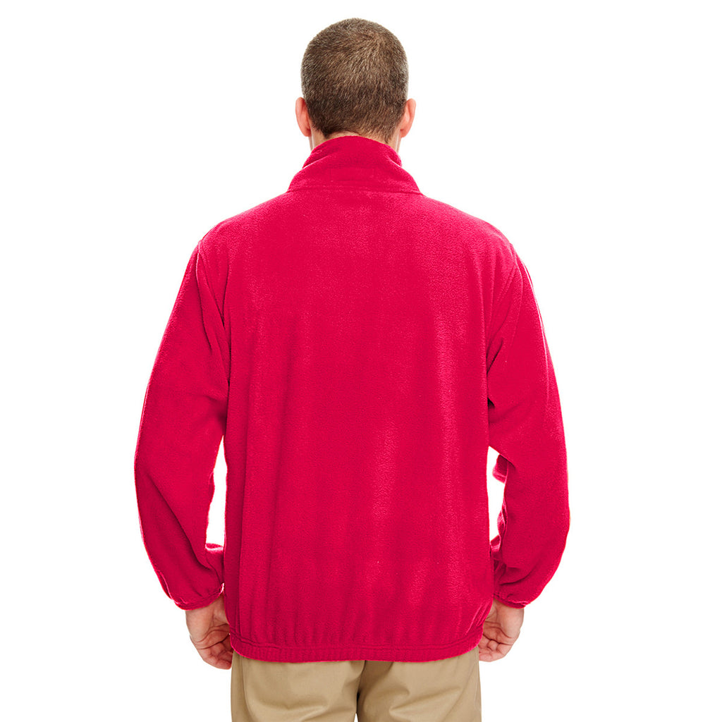 UltraClub Men's Red Iceberg Fleece Quarter-Zip Pullover