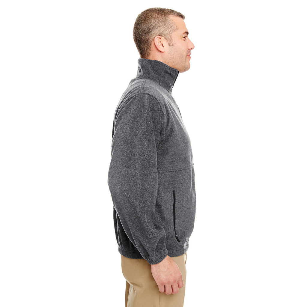 UltraClub Men's Charcoal Iceberg Fleece Full-Zip Jacket