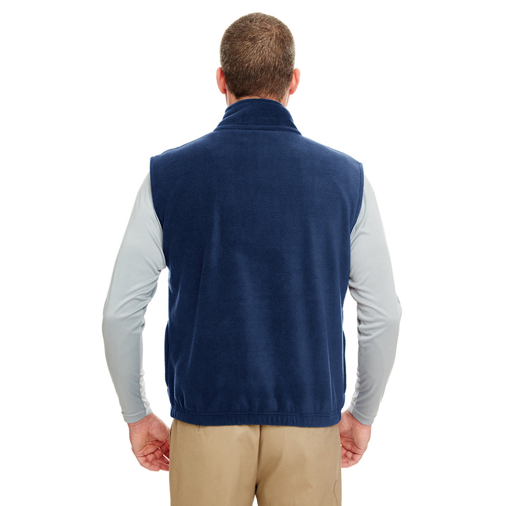 UltraClub Men's Navy Iceberg Fleece Full-Zip Vest