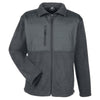 UltraClub Men's Charcoal Fleece Jacket with Quilted Yoke Overlay