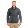 UltraClub Men's Charcoal Fleece Jacket with Quilted Yoke Overlay