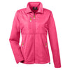 UltraClub Women's Raspberry Fleece Jacket with Quilted Yoke Overlay