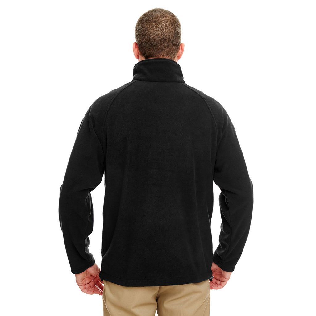 UltraClub Men's Black/Black Microfleece Full-Zip Jacket