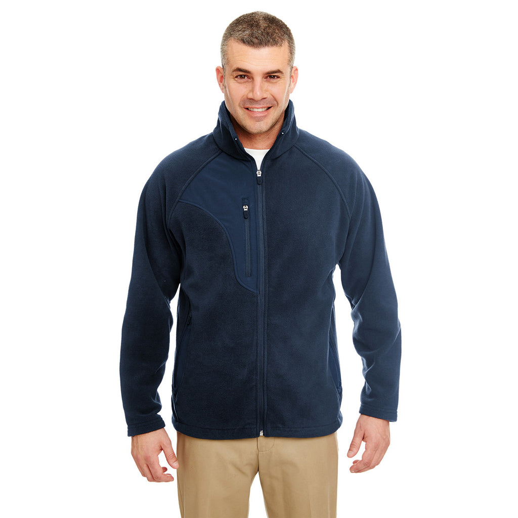 UltraClub Men's Navy/Navy Microfleece Full-Zip Jacket